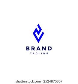 Diamond Symbol Initial PV Letter Logo Design. Diamond Line Initial Letter P and V Logo Design.