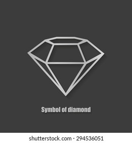 Diamond symbol stylish with shadow on a black background