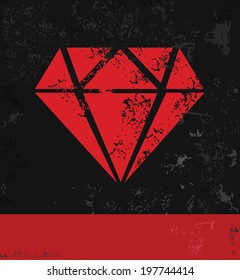 Diamond symbol,grunge vector