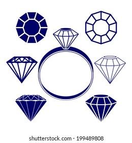 diamond symbols - icon  set vector  illustration
