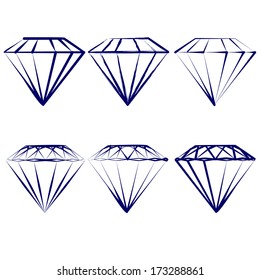 Diamond Symbols  Set  Hand Drawn  Vector Illustration