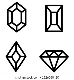 Diamond symbols.Vector collection. Hand drawn illustration.