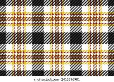 Diamond tartan vector check, fancy textile background pattern. Genuine plaid texture fabric seamless in white and yellow color.