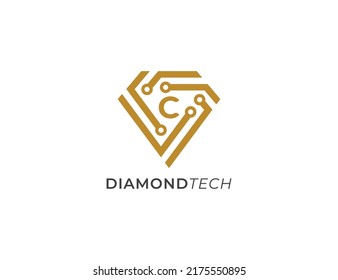 Símbolo del símbolo del logotipo de la tecnología de los diamantes Símbolo del signo del concepto Diseño con el diseño del logotipo de la carta C. Tech. Plantilla de logotipo de ilustración de vector