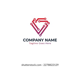 Diamond Technology Logo Concept sign icon symbol Element Design. Jewellery, Gem, Jewelry Logotype. Vector illustration template