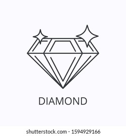 Diamond thin line icon. Success concept. Outline vector illustration