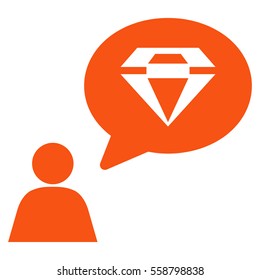 Diamond Thinking Person vector icon. Flat orange symbol. Pictogram is isolated on a white background. Designed for web and software interfaces.