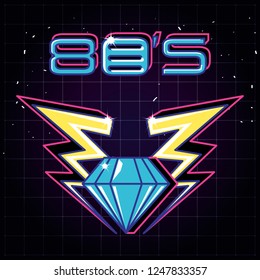 diamond and thunderbolt of label eighties retro