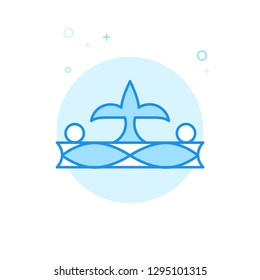 Diamond Tiara Flat Vector Icon. Royal Diadem Symbol, Pictogram, Sign. Light Flat Style. Blue Monochrome Design. Editable Stroke. Adjust Line Weight. Design with Pixel Perfection.