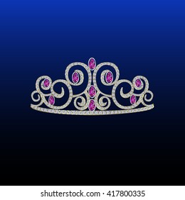 Diamond tiara with pink stones