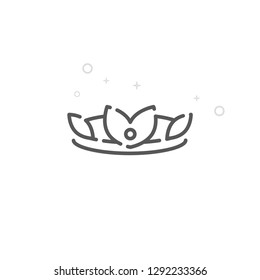 Diamond Tiara Vector Line Icon. Royal Diadem Symbol, Pictogram, Sign. Light Abstract Geometric Background. Editable Stroke. Adjust Line Weight. Design with Pixel Perfection.
