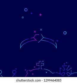 Diamond Tiara Vector Line Icon. Royal Diadem Gradient Symbol, Pictogram, Sign. Dark Blue Background. Light Abstract Geometric Background. Related Bottom Border