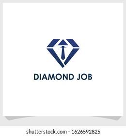 diamond and tie logo design template, diamond job business logo design vector