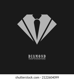 diamond and tie long work logo icon. flat vector abstract design.