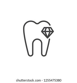 Diamond tooth outline icon. linear style sign for mobile concept and web design. Healthy tooth simple line vector icon. Dental care symbol, logo illustration. Pixel perfect vector graphics