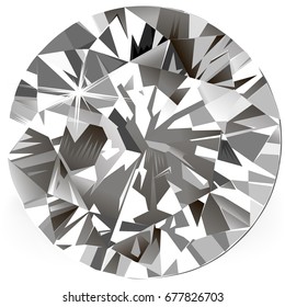 Diamond Top View Isolated On White Background, Vector Illustration