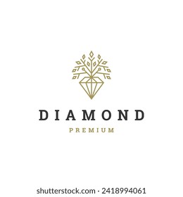 Diamond tree line logo design template