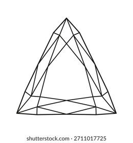 Diamond Trillion cut shape. Diamond top view. Gemstone outline icon for jewellery design, branding, packaging, logo. Triangular brilliant cut flat pattern. Design simple diagram isolated on a white.
