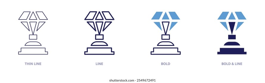 Diamond trophy icon in 4 different styles. Thin Line, Line, Bold, and Bold Line. Duotone style. Editable stroke.
