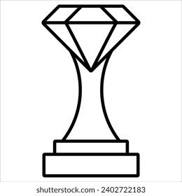 Diamond Trophy, premium award icon in line style. High quality outline symbol of achievement