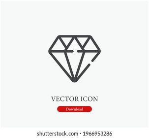  Diamond Valuable linear icon. Luxury jewelry. Millionaire wealth. Precious gemstone. Hard edge gem. Thin line customizable illustration. Contour symbol. Vector isolated outline drawing. Editable stro