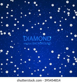 diamond vector background on blue. Falling Gems Abstract  illustration