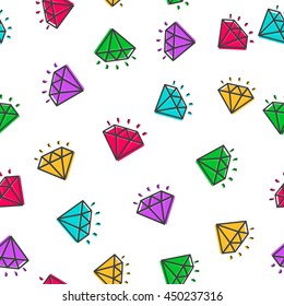 Diamond Vector Color Style Seamless Pattern. Vector Illustration