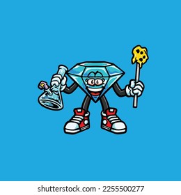 diamond vector dabbing bong hold wax nug weed cartoon