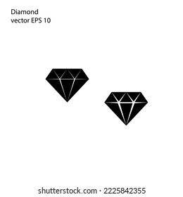 diamond vector eps 10 black silhouette isolated on white background. shiny brilliant two icon variation logo design.