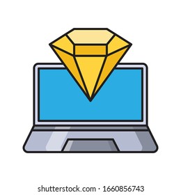 Flachfarbensymbol für die Diamant-Vektorillustration 