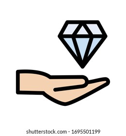Flachfarbensymbol für die Diamant-Vektorillustration 