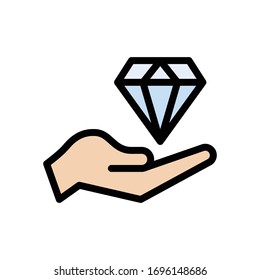 icono de color plano del vector de diamante 