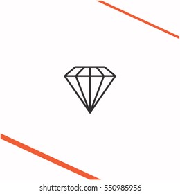Diamond vector grey icon on white background. Diamond symbol stock bitmap illustration. Business picture.
