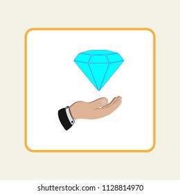 diamond  vector in hand. Vector illustration, EPS10.