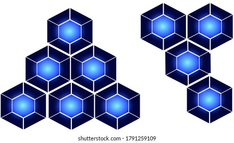 diamond vector, hexagon vector, Hexagonal seamless vector background, complex hexagons, cobalt blue gradient color, isolated hexagons on white background, editable vector template