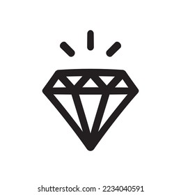 Icono vector de diamante. Diseño brillante de señas planas. Signo vectorial Gemstone. Icono de carro. Icono de cristal. Ilustración del pictograma con símbolo plano EPS 10