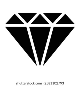 Diamond vector icon. Brilliant gemstone illustration. Black silhouette isolated on white background.