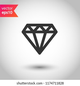 Diamond vector icon. Brilliant sign. Gemstone vector sign. Carat icon. Crystal icon. EPS 10 flat symbol