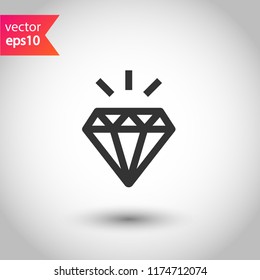 Diamond vector icon. Brilliant sign. Gemstone vector sign. Carat icon. Crystal icon. EPS 10 flat symbol