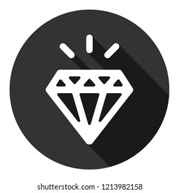 Diamond vector icon. Brilliant sign. Gemstone vector sign. Carat icon. Crystal icon. EPS 10 flat symbol. Gray icon with shadow