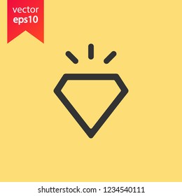 Diamond vector icon. Brilliant sign. Gemstone vector sign. Carat icon. Crystal icon. EPS 10 flat symbol