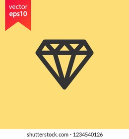 Diamond vector icon. Brilliant sign. Gemstone vector sign. Carat icon. Crystal icon. EPS 10 flat symbol