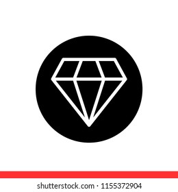 Diamond vector icon, brilliant symbol. Simple, flat design for web or mobile app