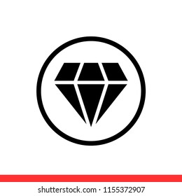 Diamond vector icon, brilliant symbol. Simple, flat design for web or mobile app