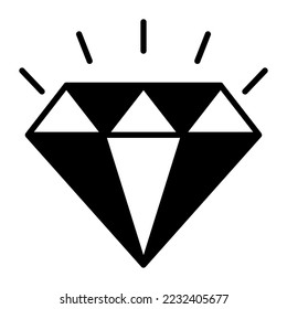 Diamond vector icon, carbon crystallized structure