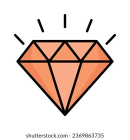 Diamond vector icon, carbon crystallized structure