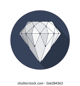 Diamond vector icon. Crystal symbol. Brilliant sign in flat design with long shadows. EPS 10.