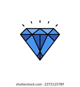 Diamant-Vektorsymbol gefüllt Linie Stil. Perfekt für Website, Anwendung, Handel, Präsentation, Logo und mehr. Farbliniensymbol