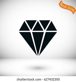 Diamond vector icon, flat design best vector icon
