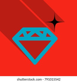 Diamond vector icon in flat style with shadow